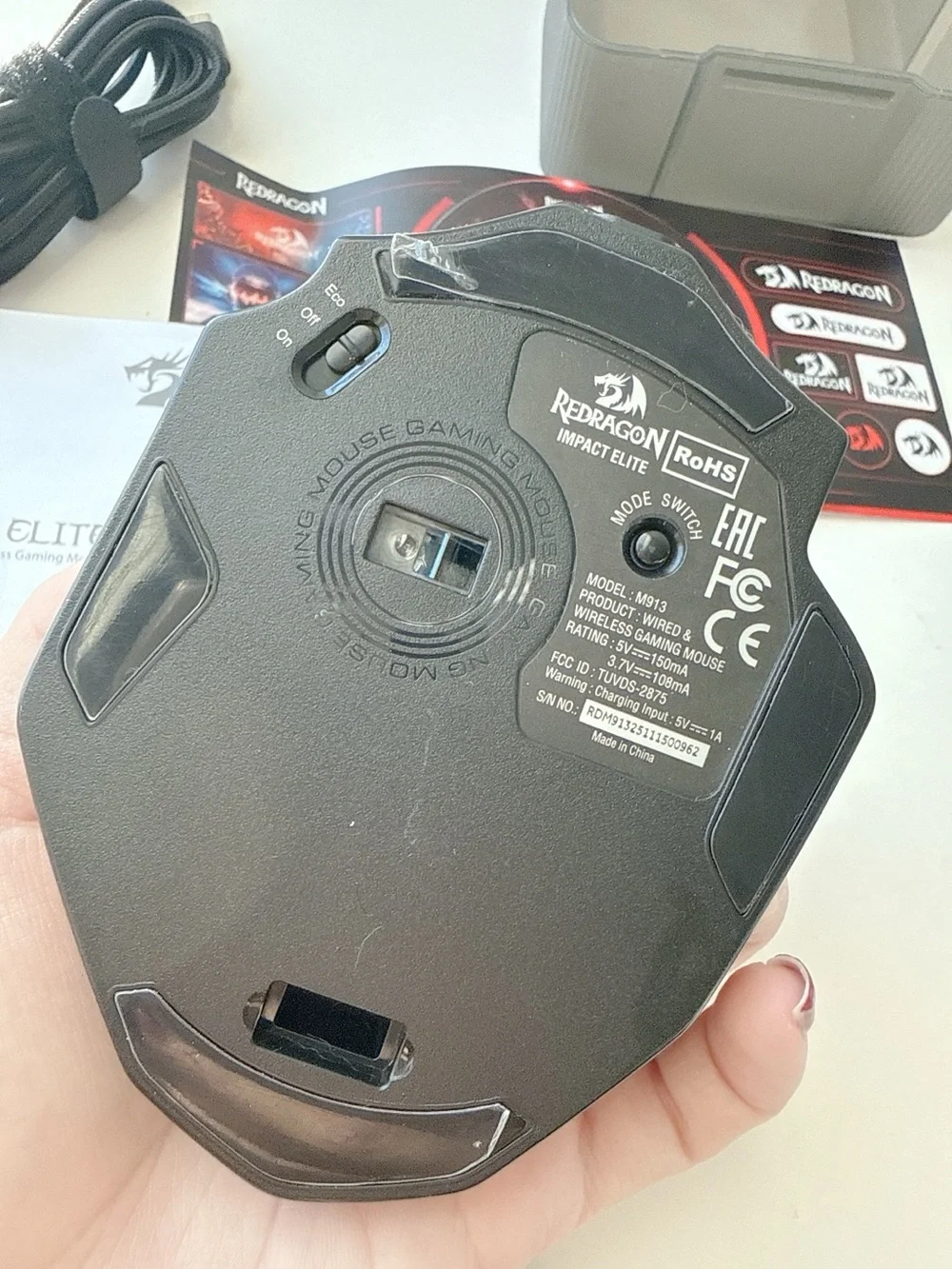 Redragon M913 Impact Elite Wireless Gaming Mouse, 16000 DPI Wired/Wireless RGB